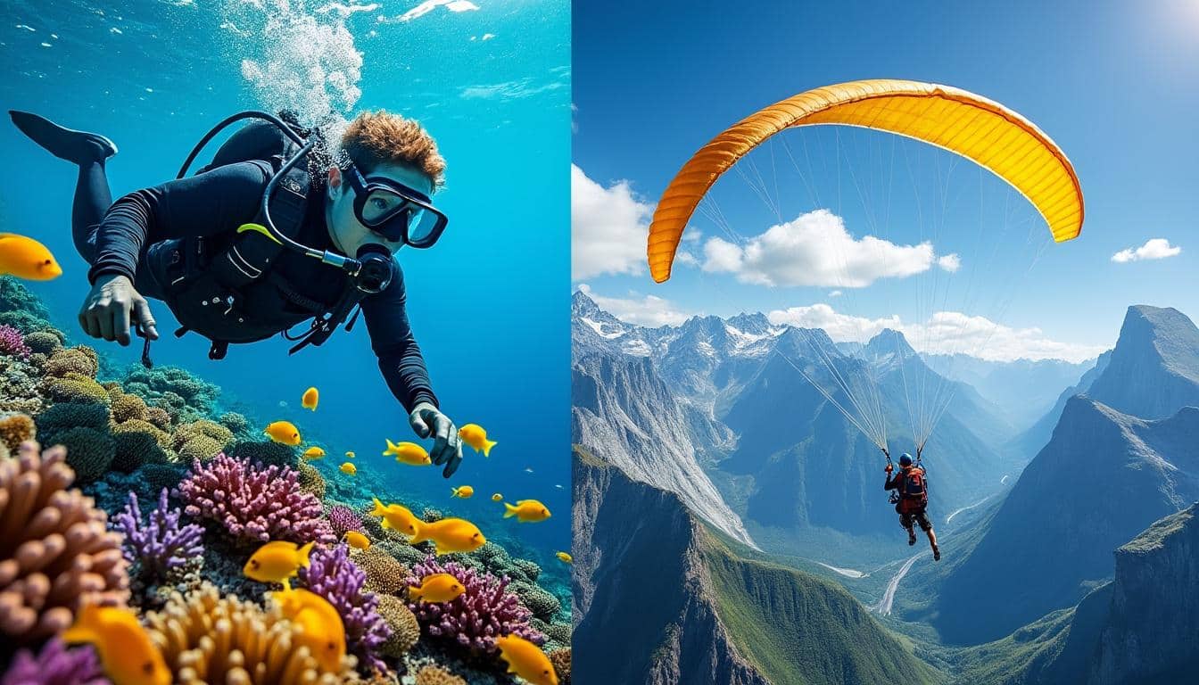 découvrez notre assurance voyage spécialement conçue pour les sports extrêmes, incluant la plongée sous-marine et le parapente, pour une protection optimale lors de vos aventures.